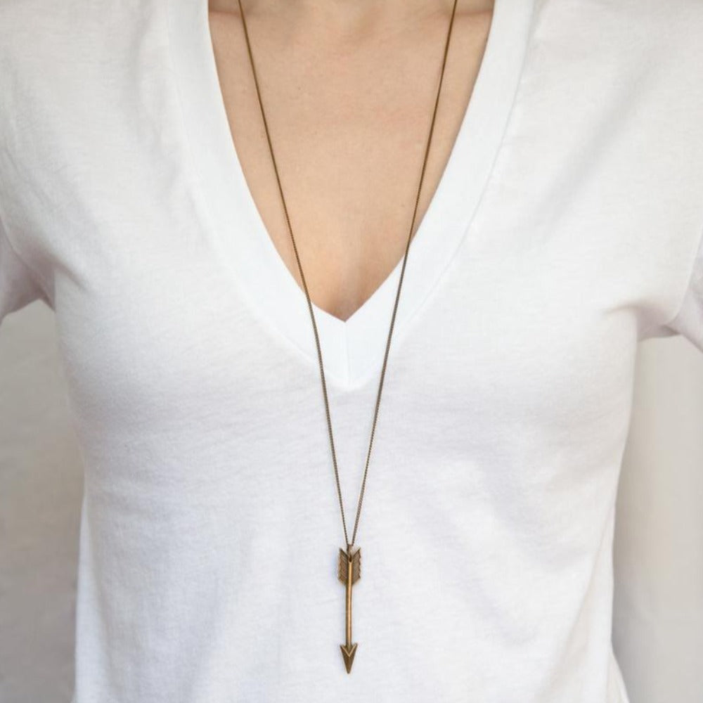 Arrow Pendant Long Unisex Necklace