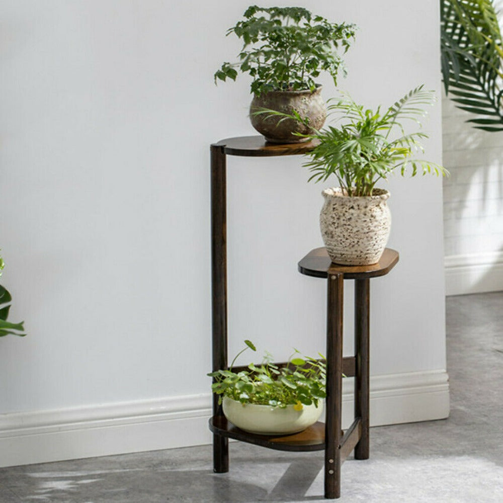 Bamboo Triple Tier Indoor Plant Shelf