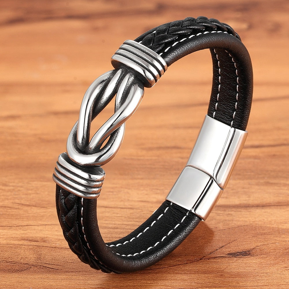 Square Knot Buckle Vegan Leather Wristband
