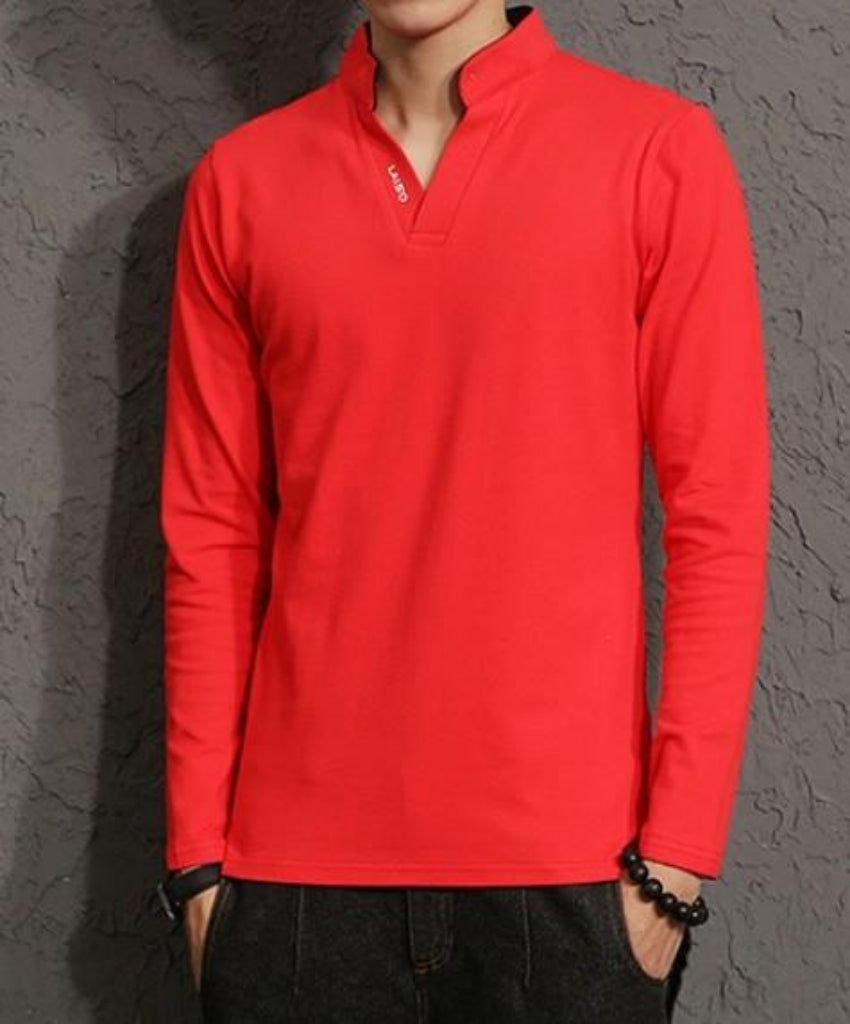 Long Sleeve V-Neck Casual Men's Shirt