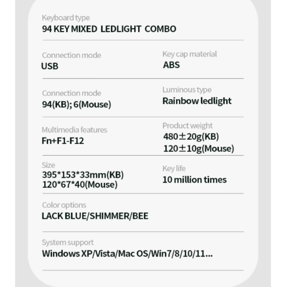 Portable Keyboard and Mouse Set with 94 Keys from ""