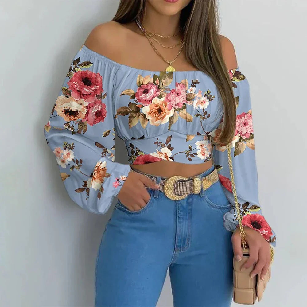 Summer Women's Top with Off-Shoulder Style and Bell Sleeves