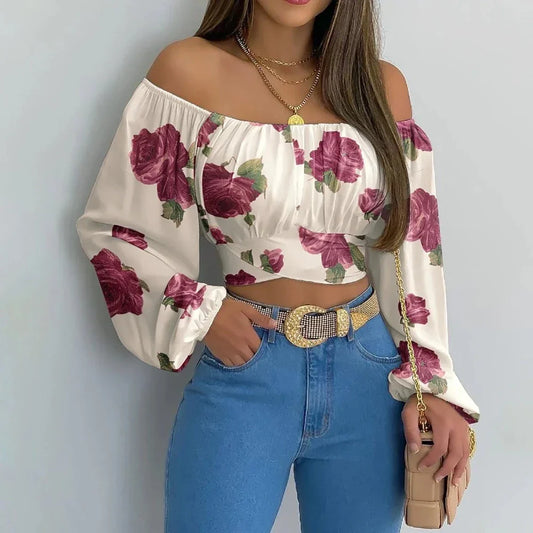 Summer Women's Top with Off-Shoulder Style and Bell Sleeves
