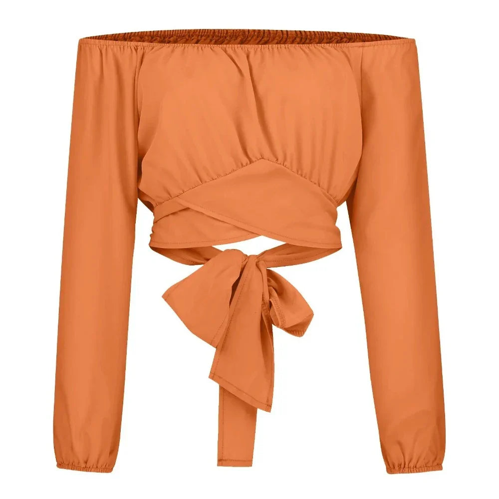 Summer Women's Top with Off-Shoulder Style and Bell Sleeves