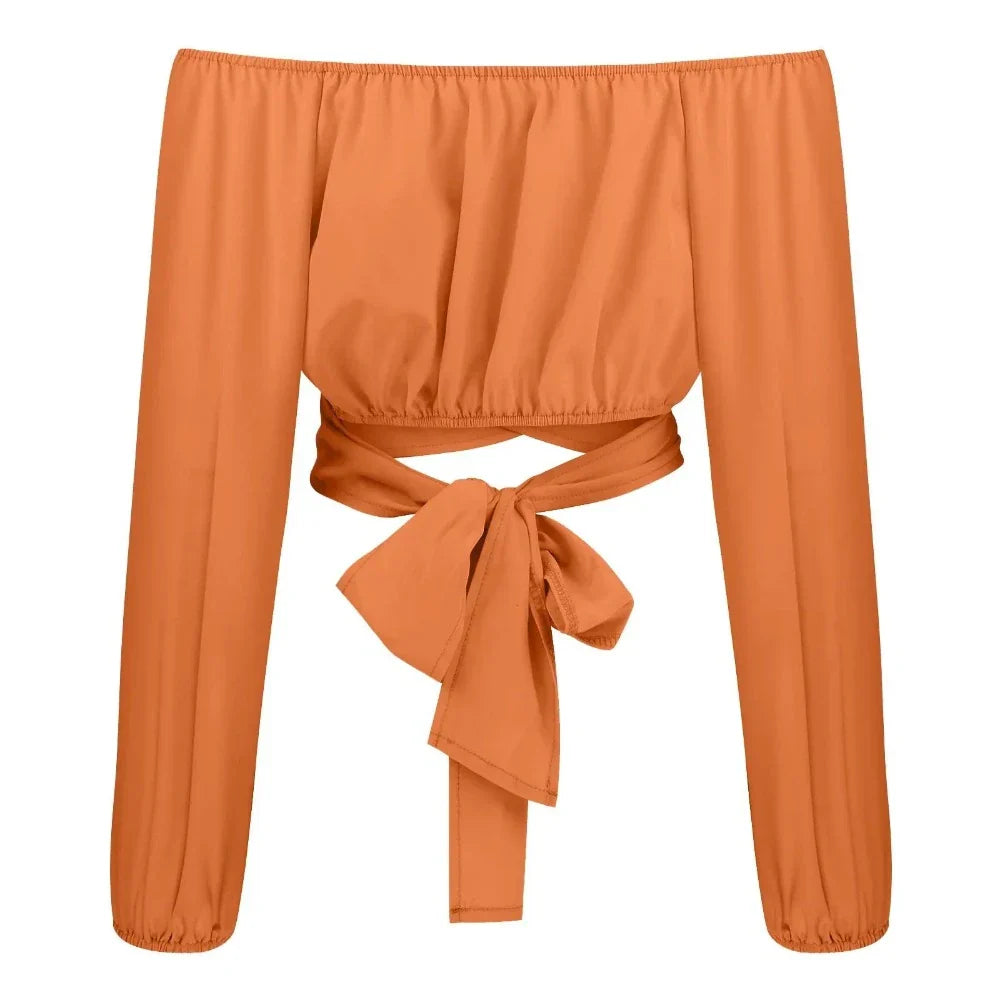 Summer Women's Top with Off-Shoulder Style and Bell Sleeves