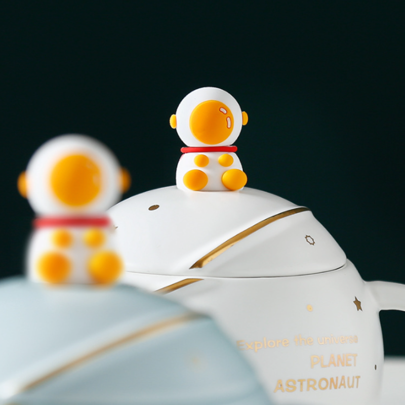 500ML Lid Coffee Mug with Space Cartoon Design
