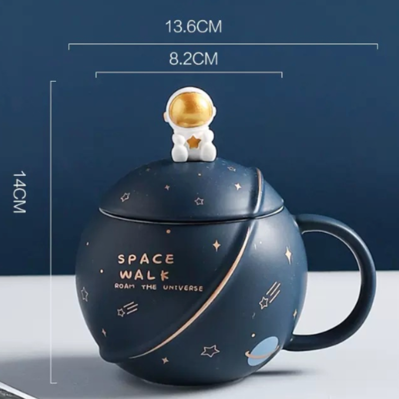 500ML Lid Coffee Mug with Space Cartoon Design