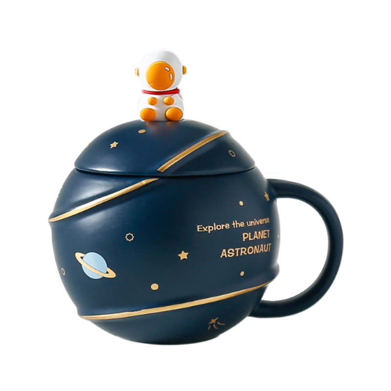 500ML Lid Coffee Mug with Space Cartoon Design