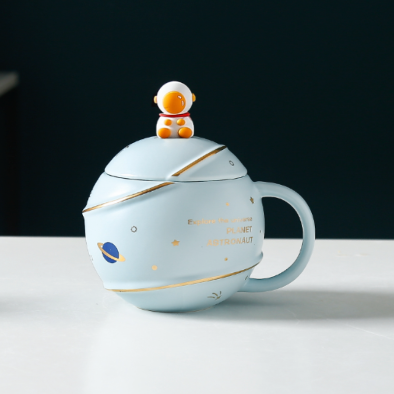 500ML Lid Coffee Mug with Space Cartoon Design