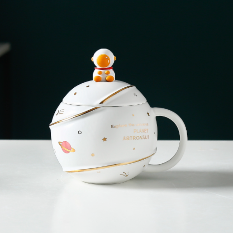 500ML Lid Coffee Mug with Space Cartoon Design