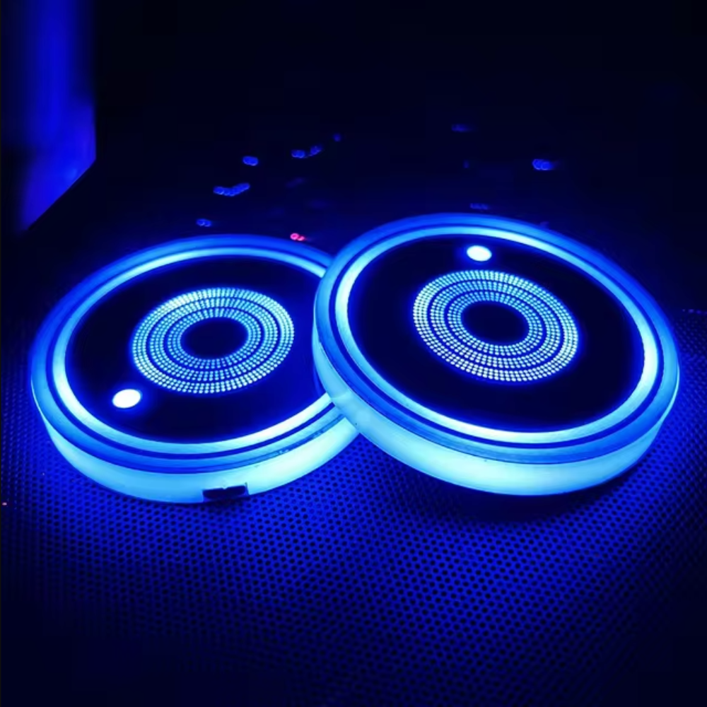 7 LED Car Cup Lights Set in 7 Colors - Pack of 2