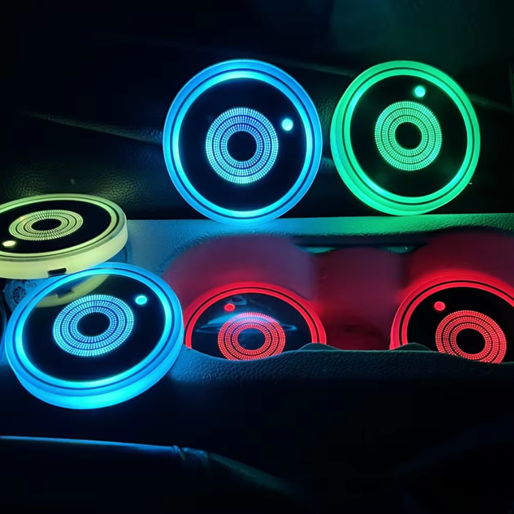 7 LED Car Cup Lights Set in 7 Colors - Pack of 2