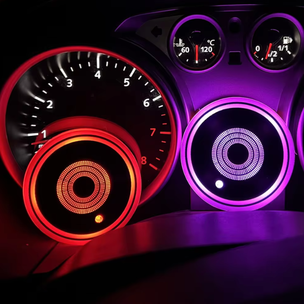 7 LED Car Cup Lights Set in 7 Colors - Pack of 2