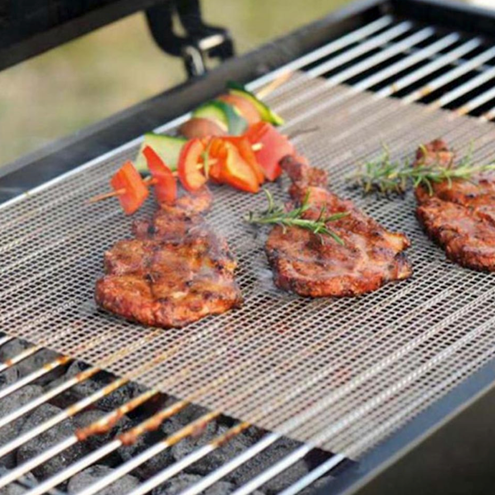 4 Pack of Durable Non-Stick BBQ Grill Mesh - Reusable