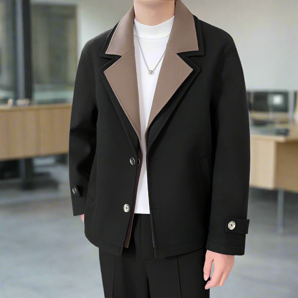 Two-Toned Jacket with Layered Appearance for Men