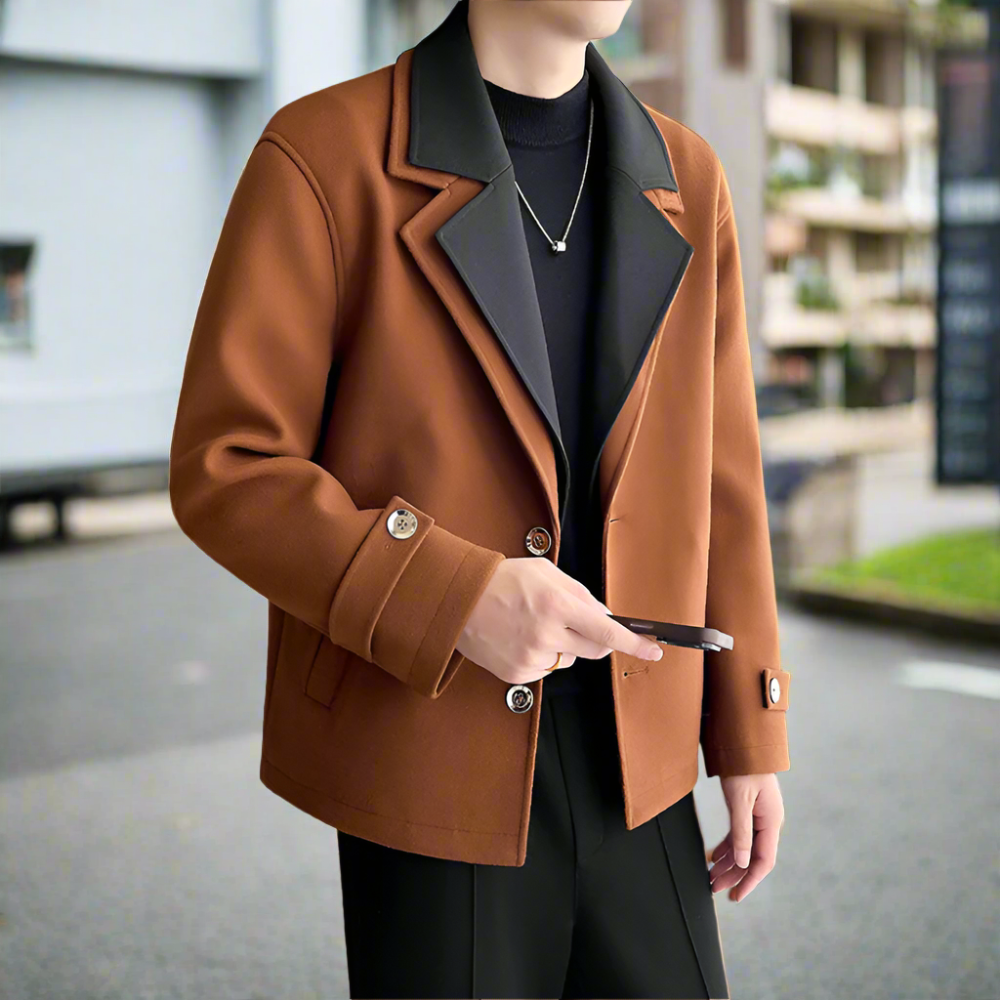 Two-Toned Jacket with Layered Appearance for Men