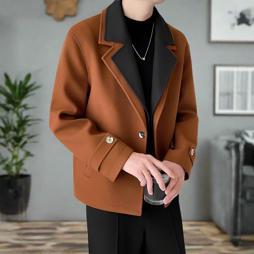 Two-Toned Jacket with Layered Appearance for Men