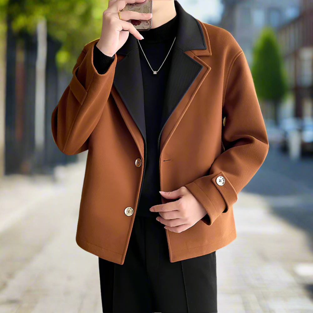 Two-Toned Jacket with Layered Appearance for Men