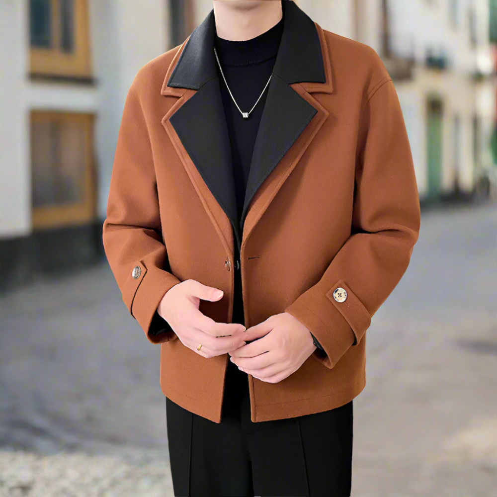Two-Toned Jacket with Layered Appearance for Men