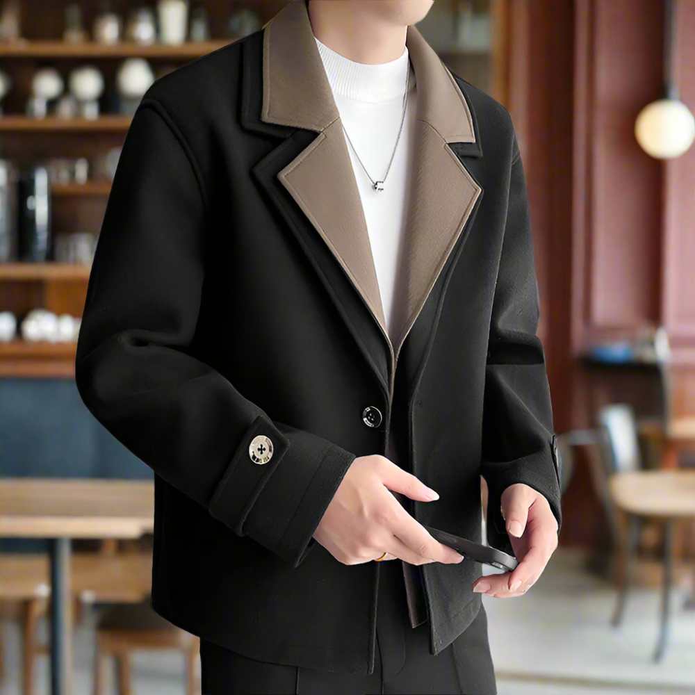 Two-Toned Jacket with Layered Appearance for Men