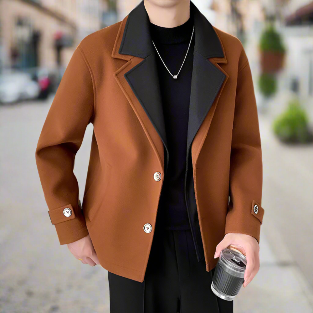 Two-Toned Jacket with Layered Appearance for Men