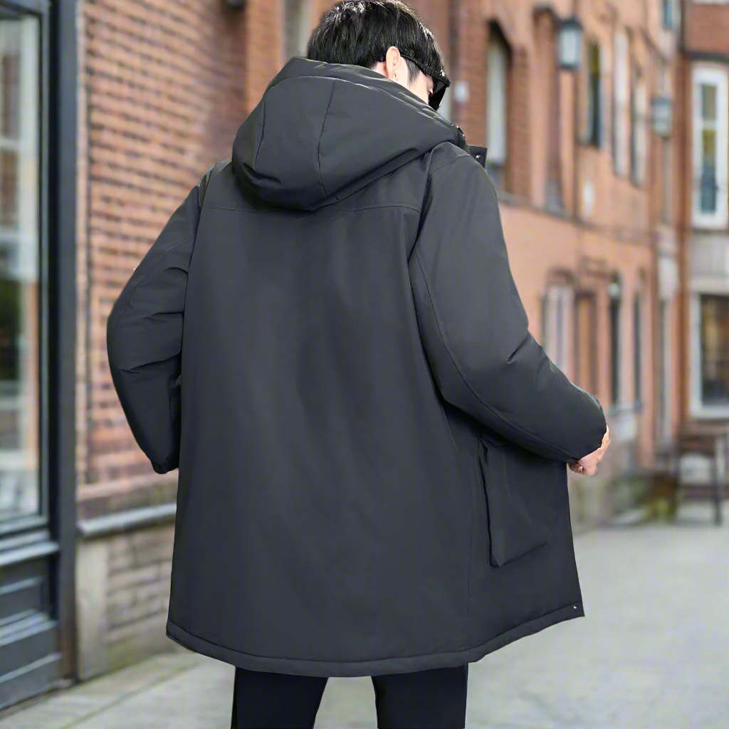 Windproof Hooded Jacket for Men - Mid Length