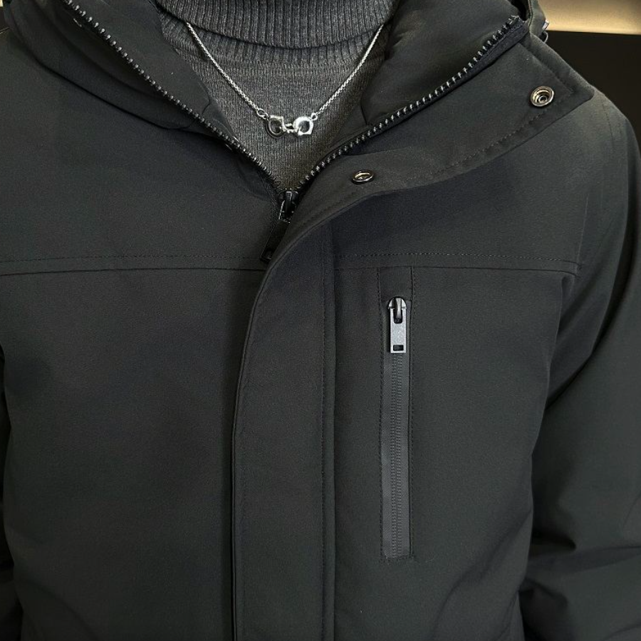 Windproof Hooded Jacket for Men - Mid Length