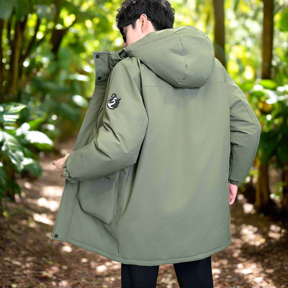 Windproof Hooded Jacket for Men - Mid Length