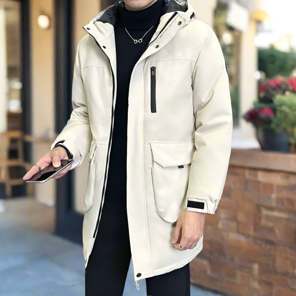Windproof Hooded Jacket for Men - Mid Length