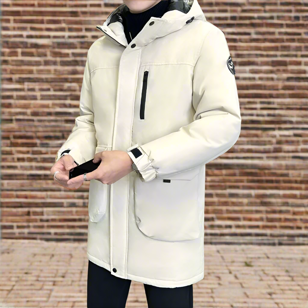 Windproof Hooded Jacket for Men - Mid Length