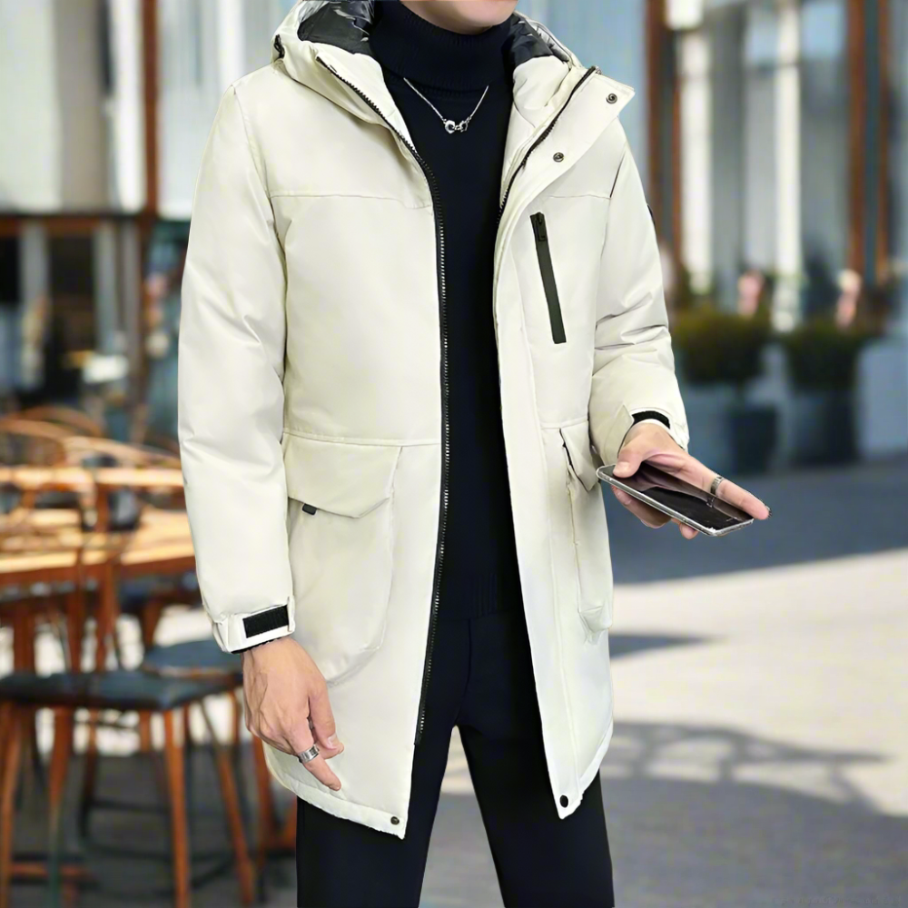 Windproof Hooded Jacket for Men - Mid Length