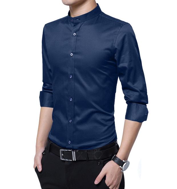 Stand Collar Men's Shirt