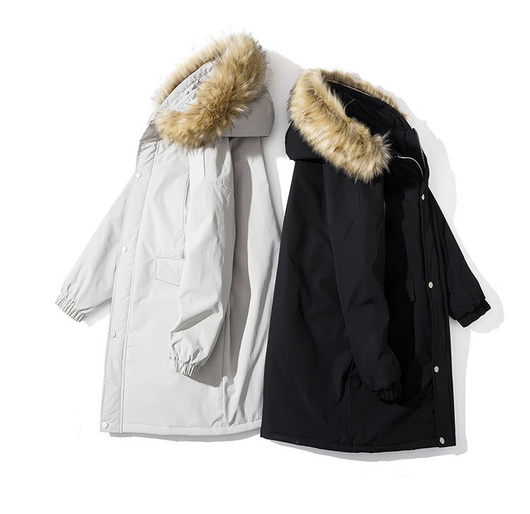 Long Parka Jacket for Men with Faux Fur Hood