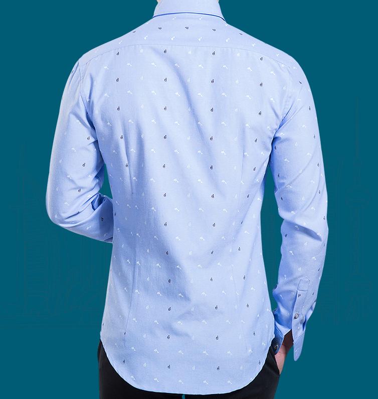 Blue Long Sleeve Slim-Fit Men's Shirt