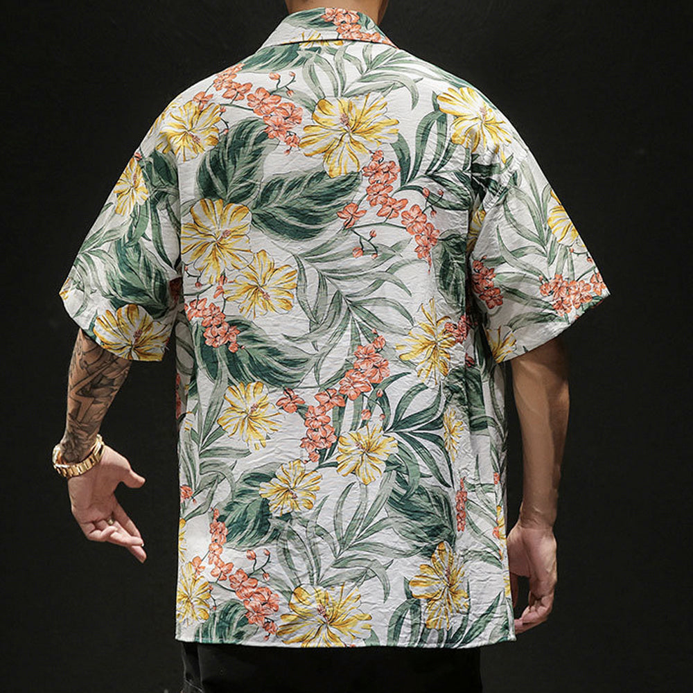 Oversized Hawaiian Print Men's Short Sleeve Shirt for a Tropical Vibe