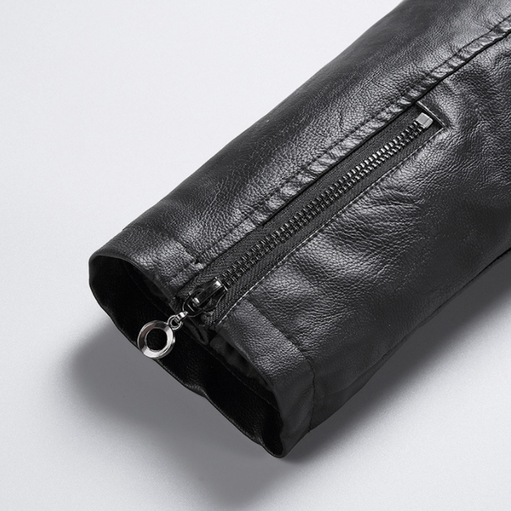 Two-Toned Faux Leather Motorcycle Jacket for Men