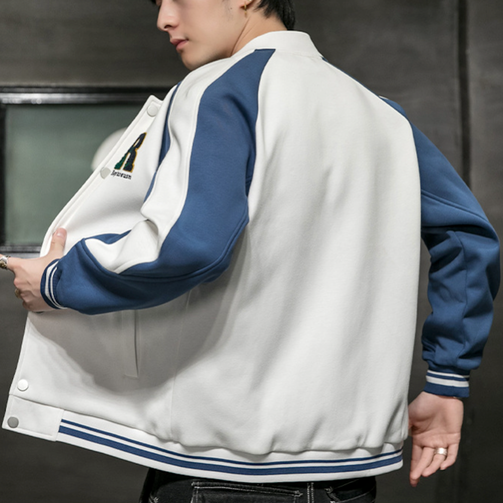 Two-Toned Men's "R" Varsity Coat