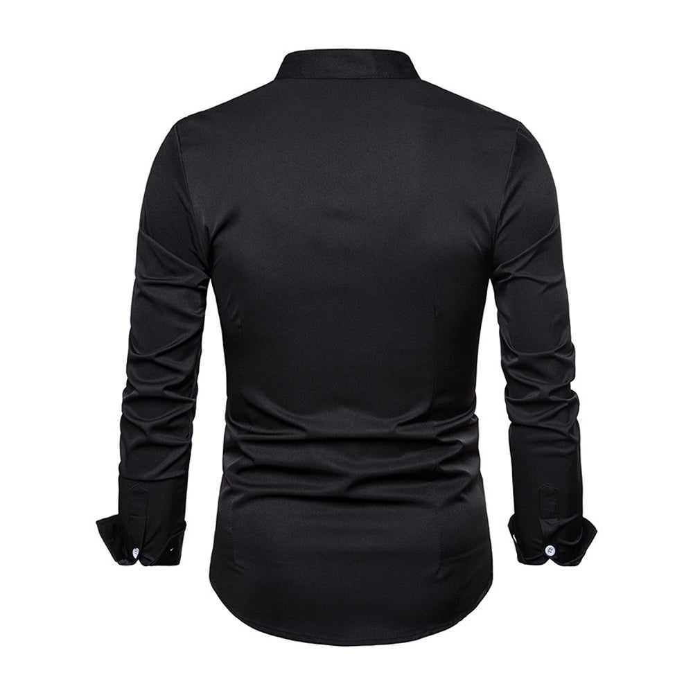 Slim Fit Men's Floral Embroidered Button Down Shirt