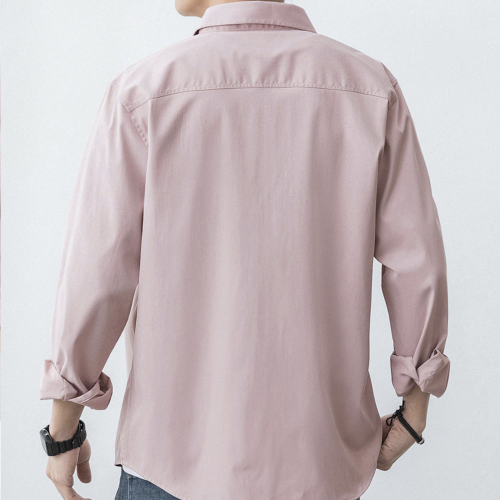Casual Men's Shirt with Red Stitching