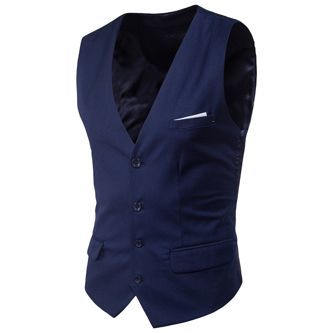 Slim Fit Pocketed Button-Down Men's Vest
