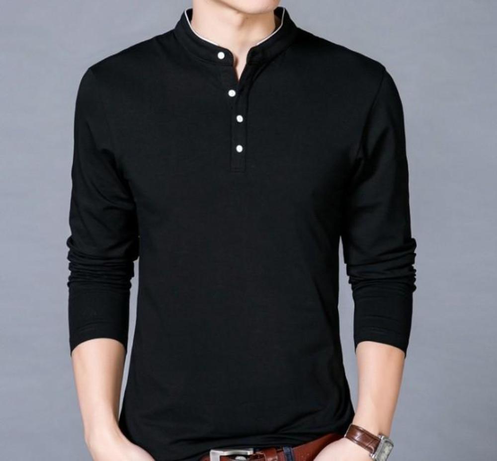 Men's Top with Standing Collar - Enhanced Clarity and Uniqueness
