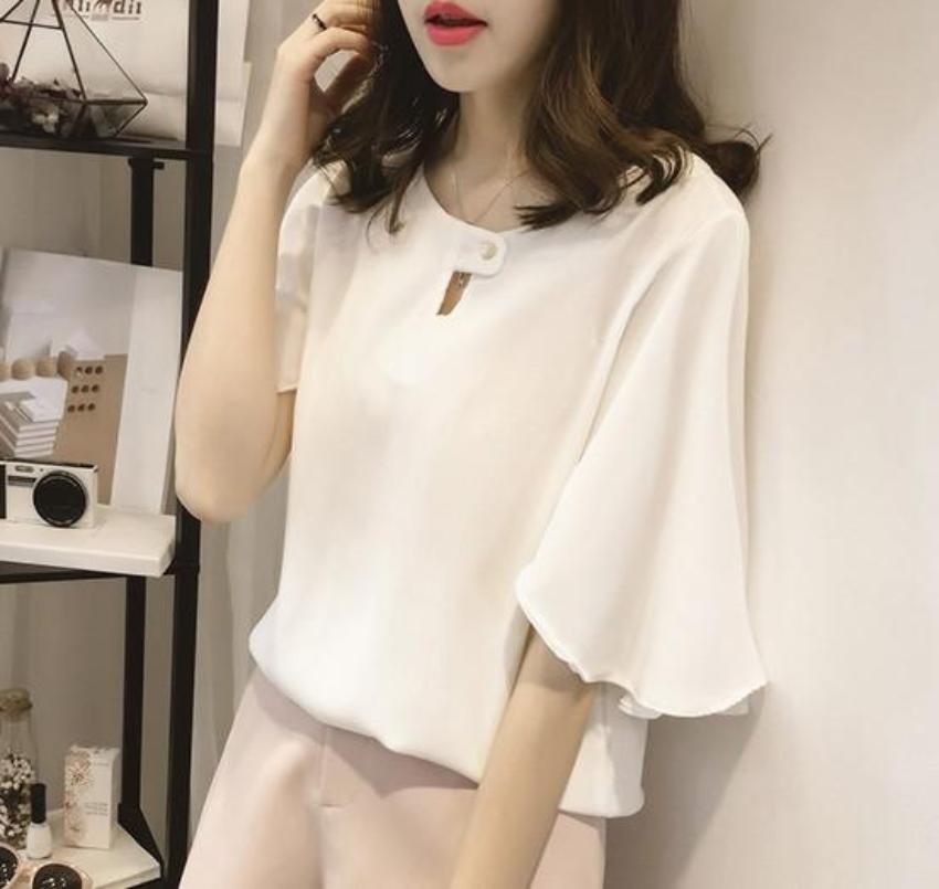 Wide Sleeve Business Casual Blouse for Women