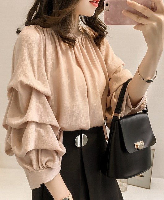 Ruffle Sleeve Chiffon Top