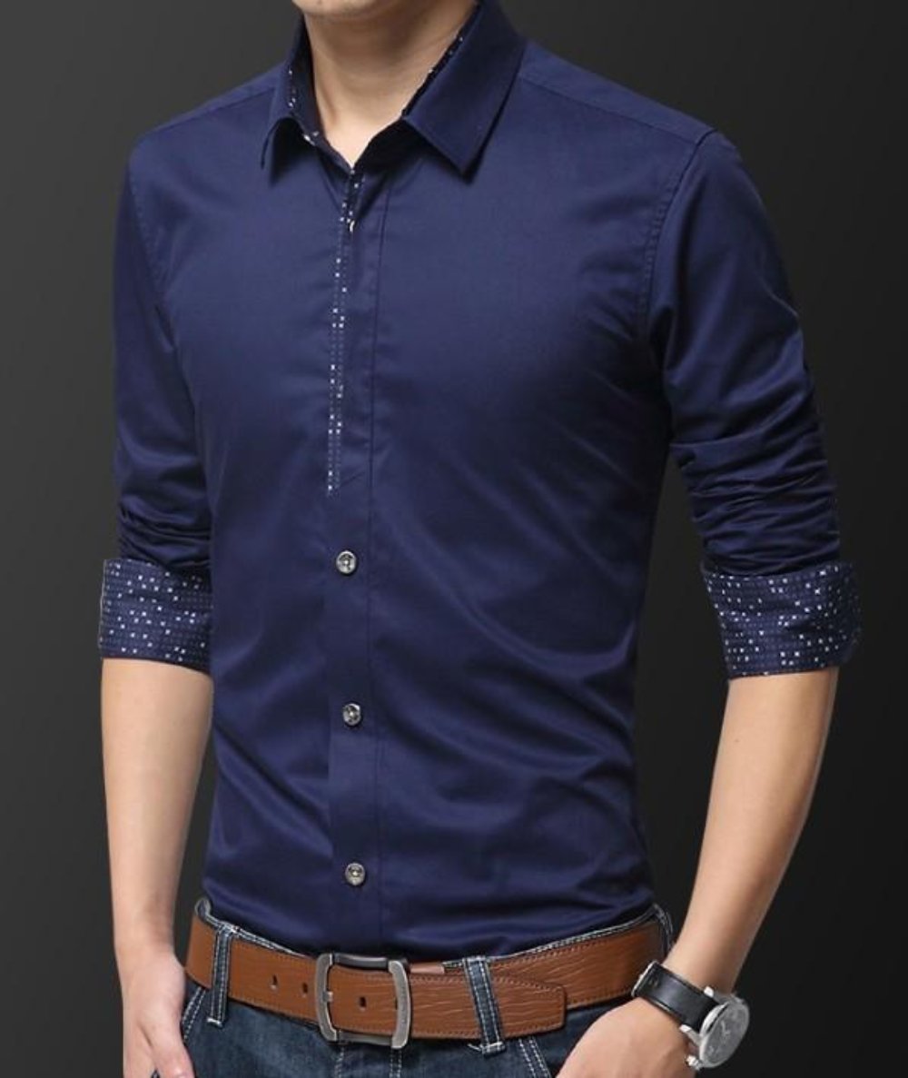 Slim Fit Button-Up Shirt for Men's Casual Wear