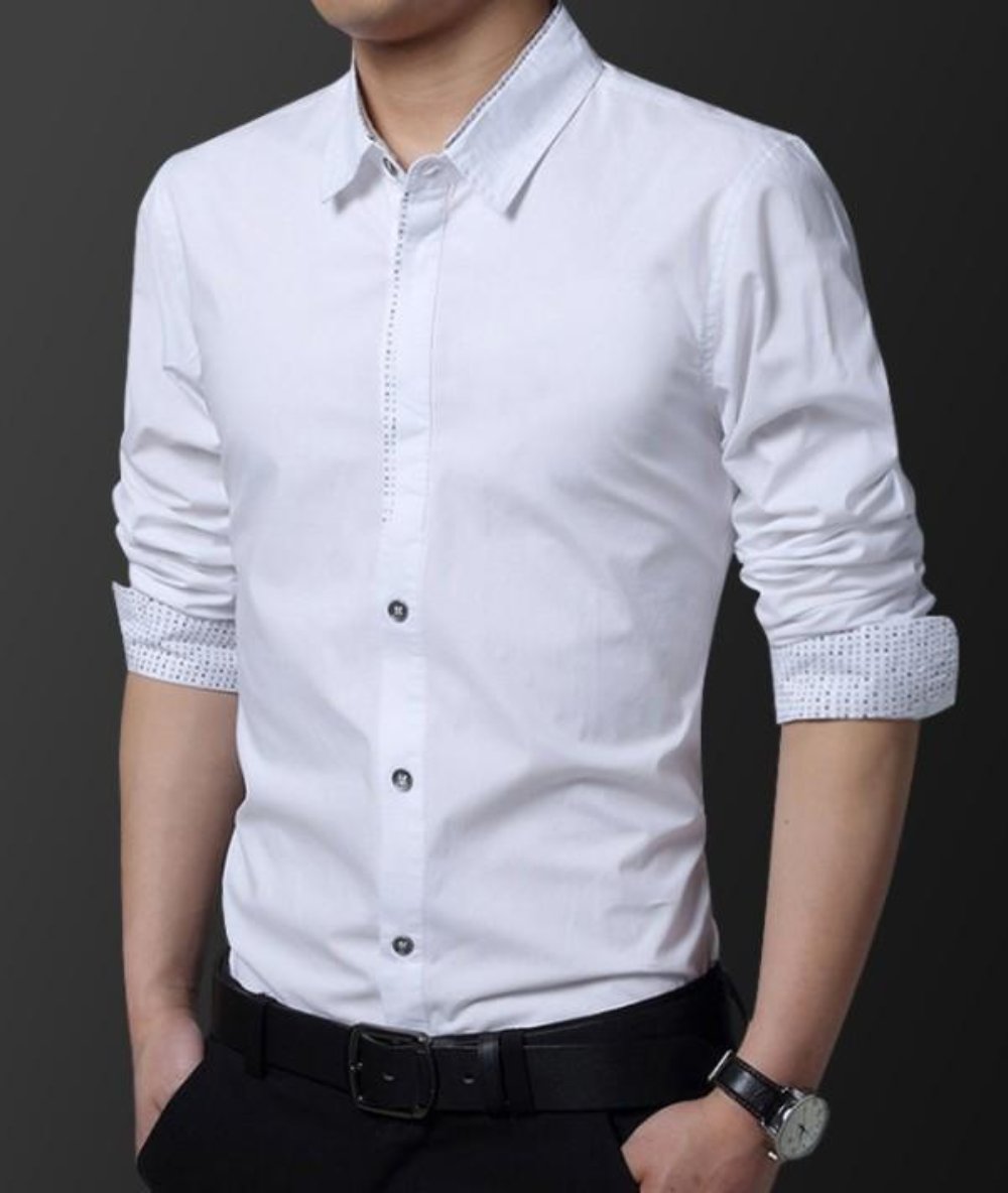 Slim Fit Button-Up Shirt for Men's Casual Wear