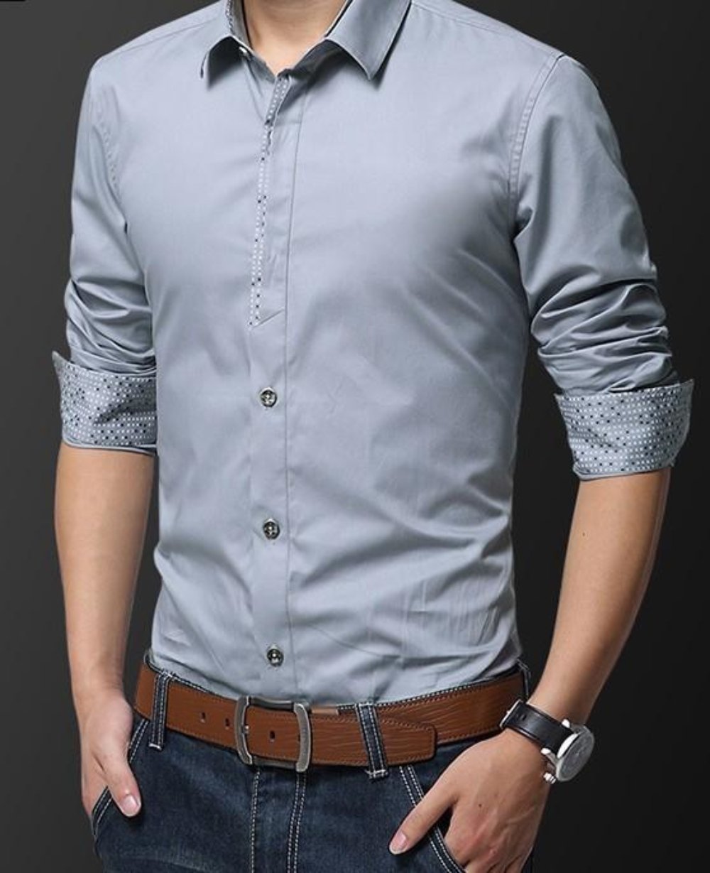 Slim Fit Button-Up Shirt for Men's Casual Wear