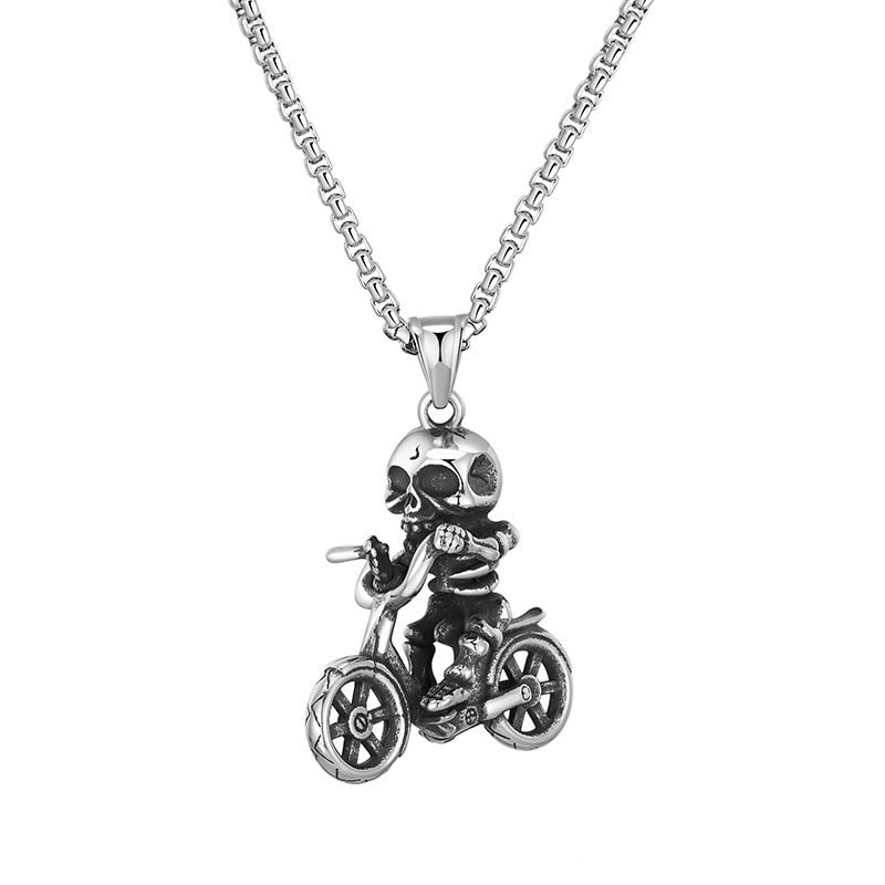 Bike Necklace with a Skeleton Design