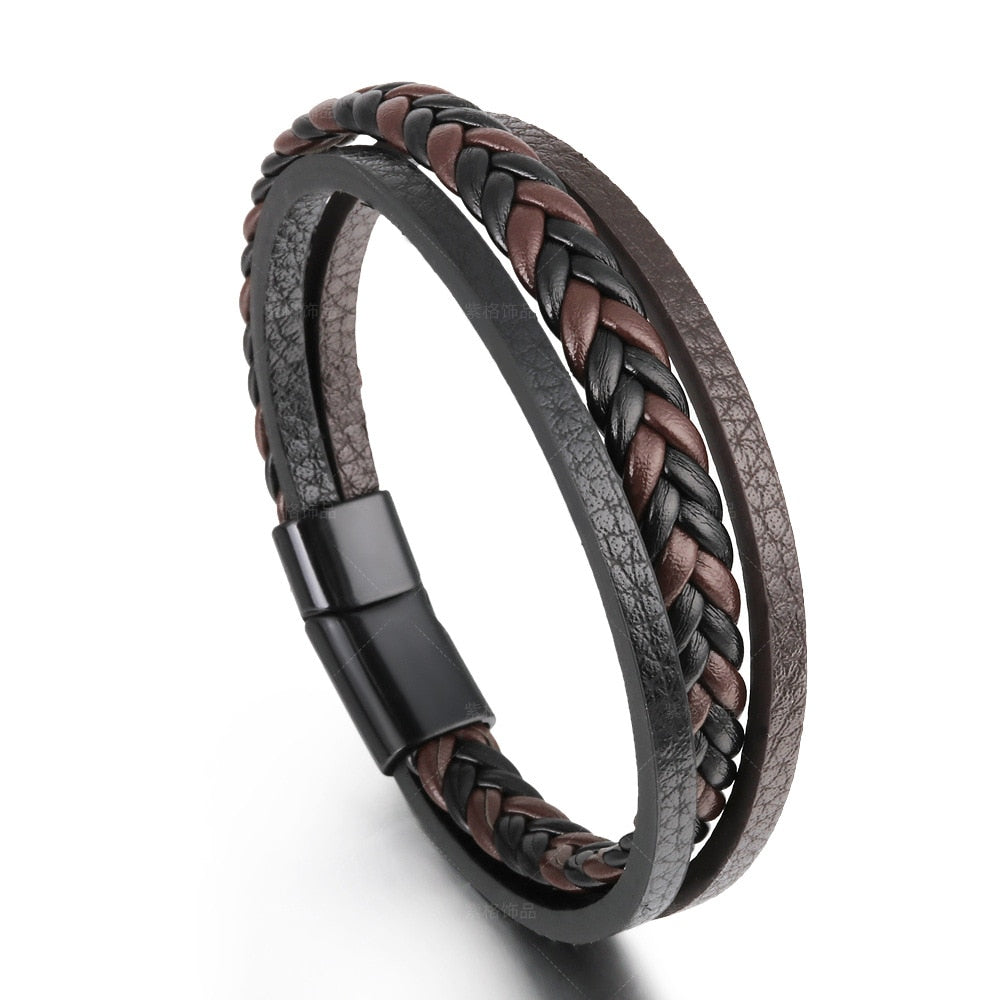 Vegan Leather Bracelet with a Layered Appearance