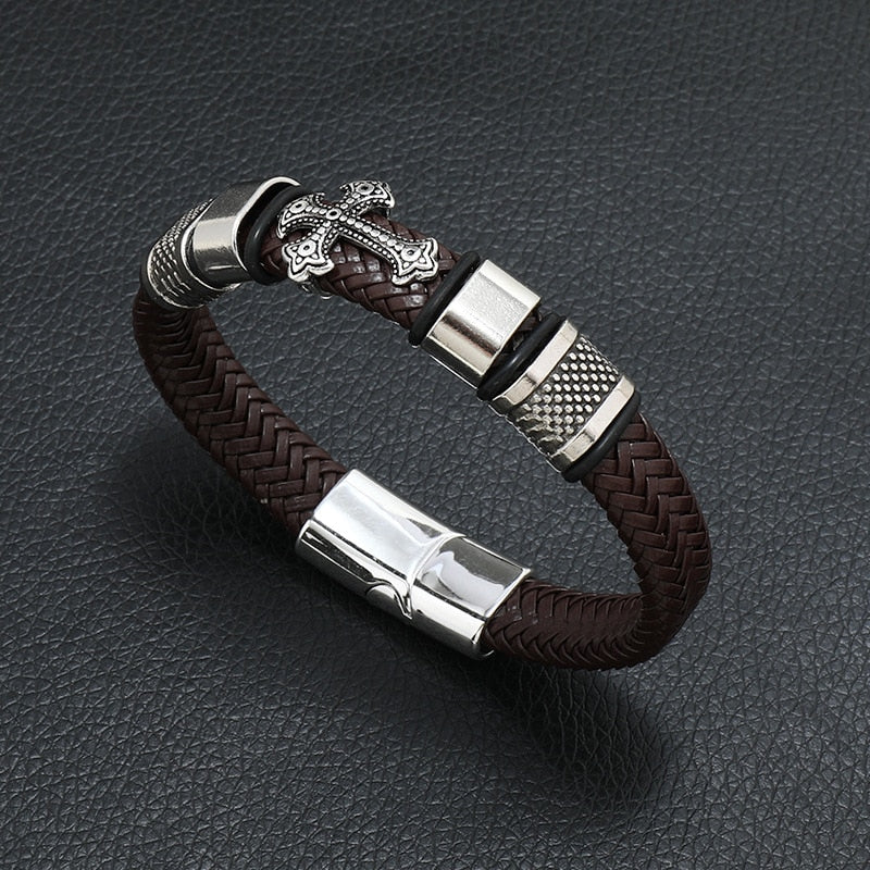 Vegan Leather Bracelet with a Layered Appearance