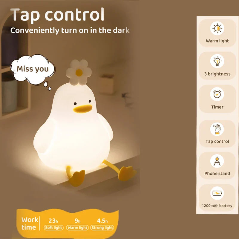 Adorable LED Duck Mobile Phone Stand with Touch Lamp